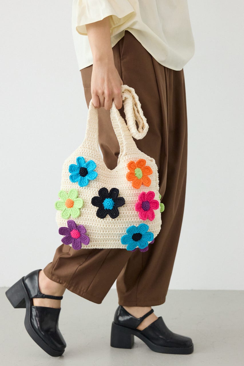 フラワーニットバッグ O/WHT FREE