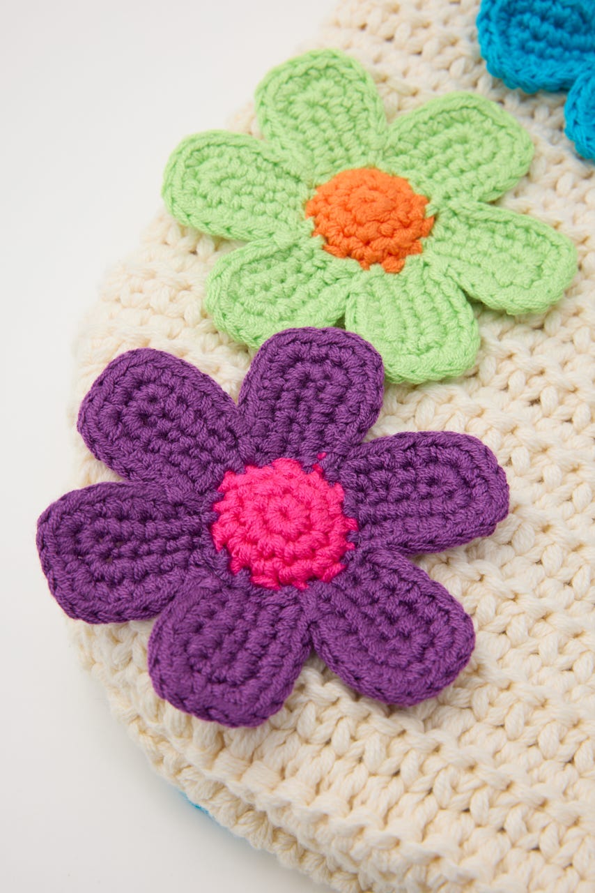 フラワーニットバッグ O/WHT FREE