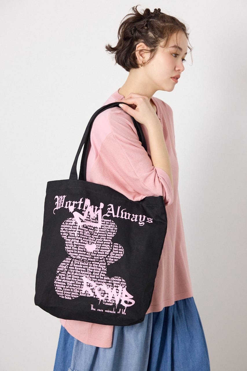 【UNISEX】Font Bear TOTE BLK FREE