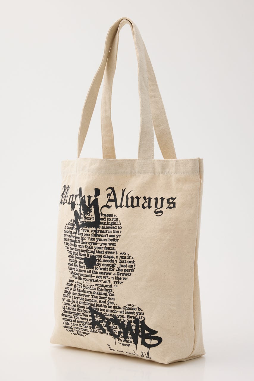 【UNISEX】Font Bear TOTE O/WHT FREE