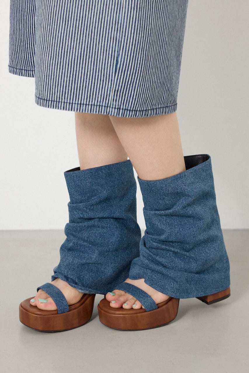 カバーヒールサンダル 柄BLU L