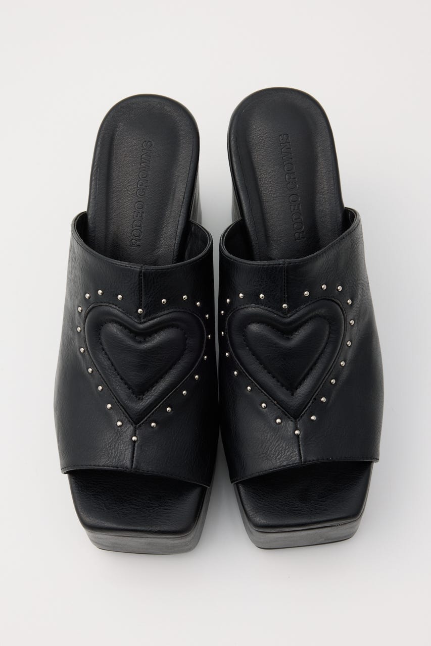 ウェッジソールハートサンダル BLK L