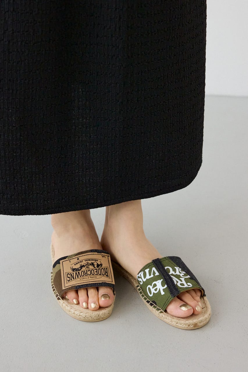 DENIM JUTE SANDAL 柄BLK L