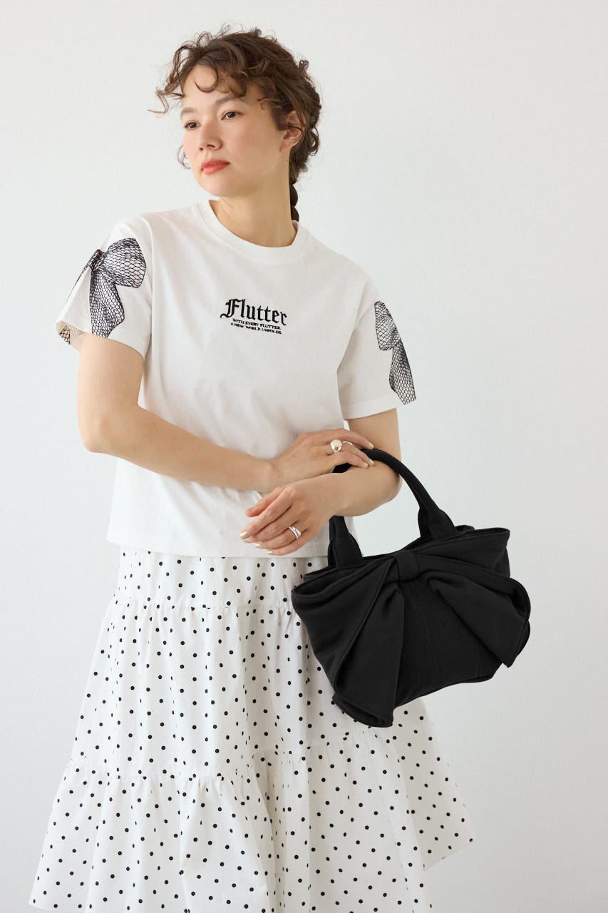 ビッグリボンスウェットミニトート BLK FREE
