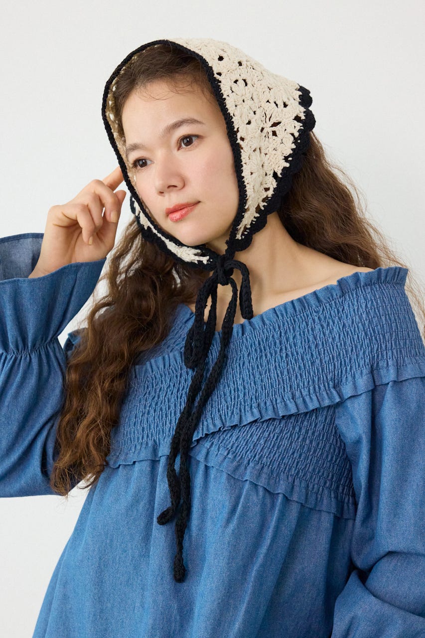 クロシェバブーシュカ 柄WHT FREE