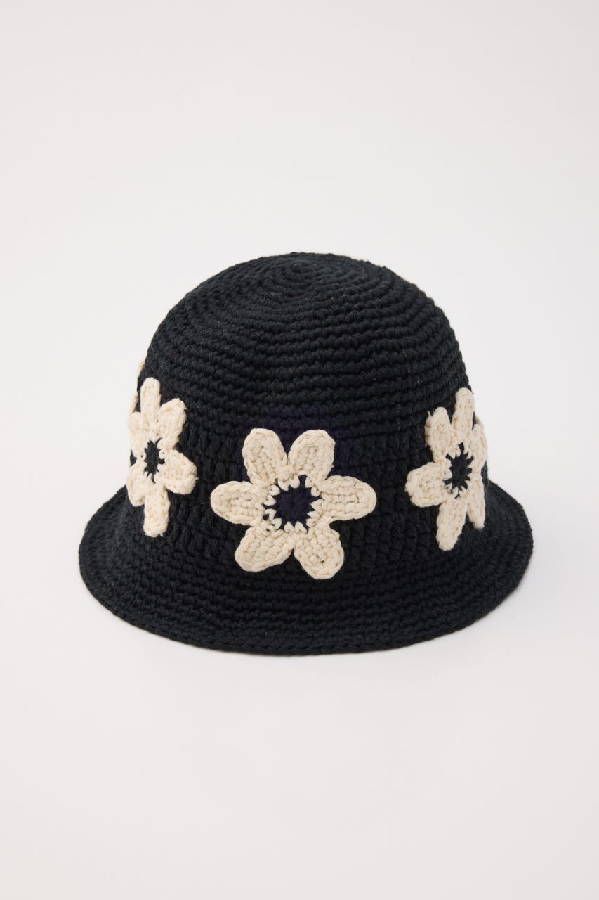 フラワーニットハット BLK FREE