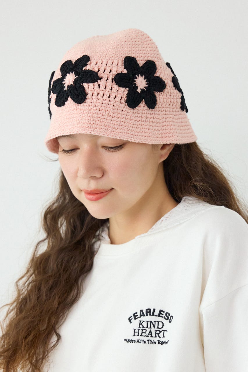 フラワーニットハット L/PNK FREE