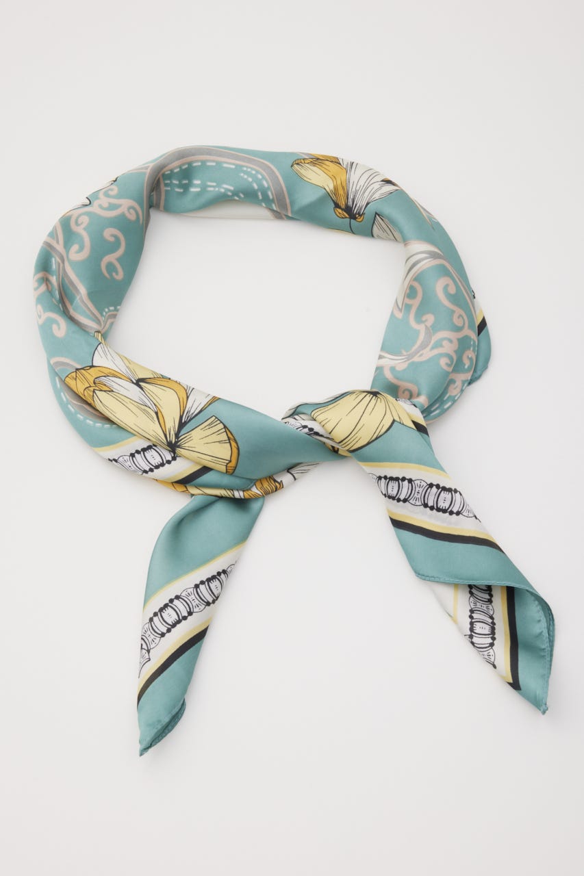 クラシカルビッグスカーフ 柄GRN FREE