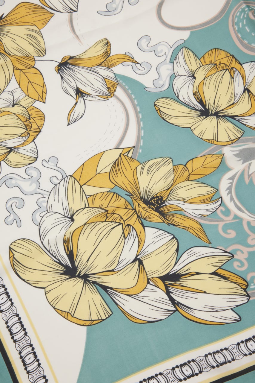 クラシカルビッグスカーフ 柄GRN FREE