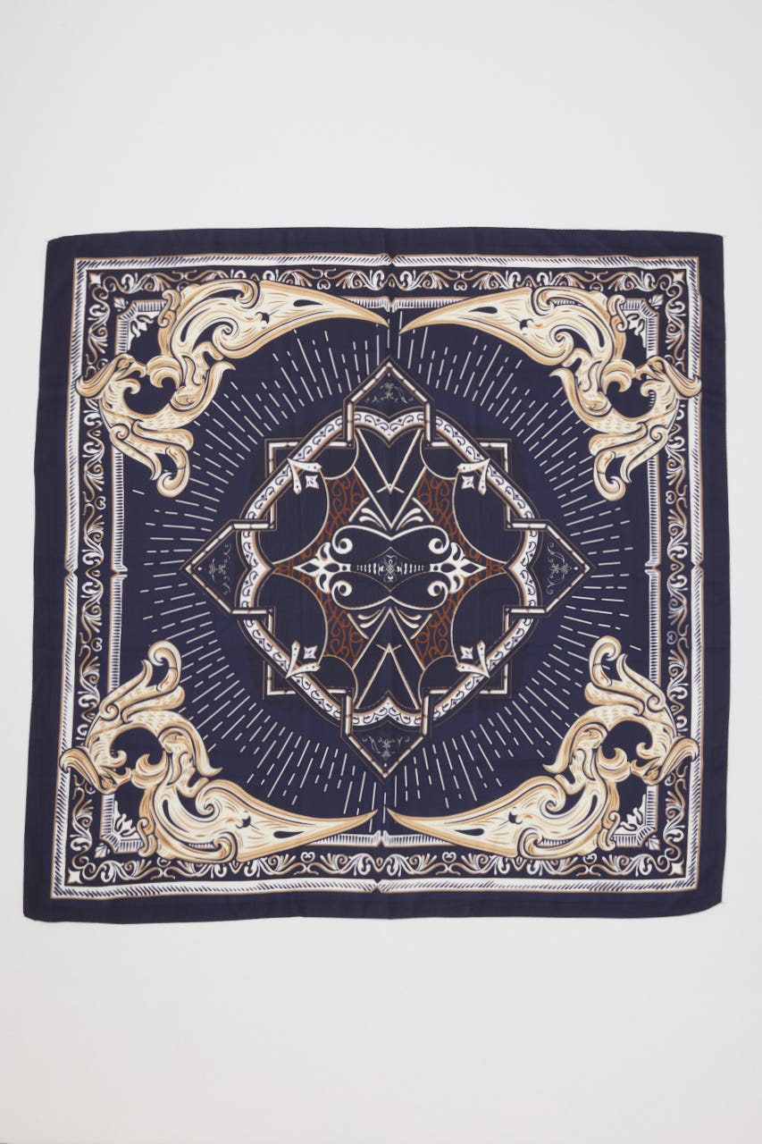 クラシカルビッグスカーフ 柄NVY FREE