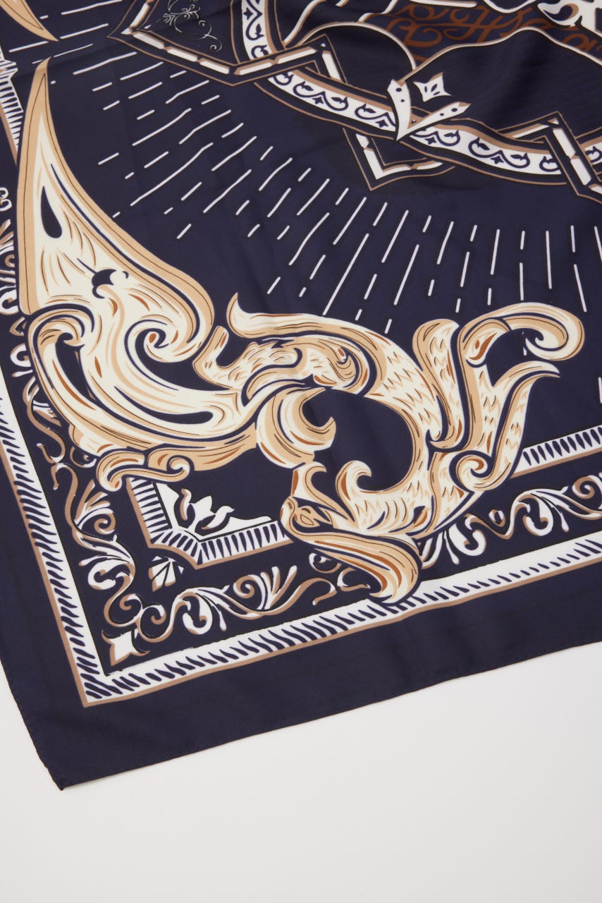 クラシカルビッグスカーフ 柄NVY FREE