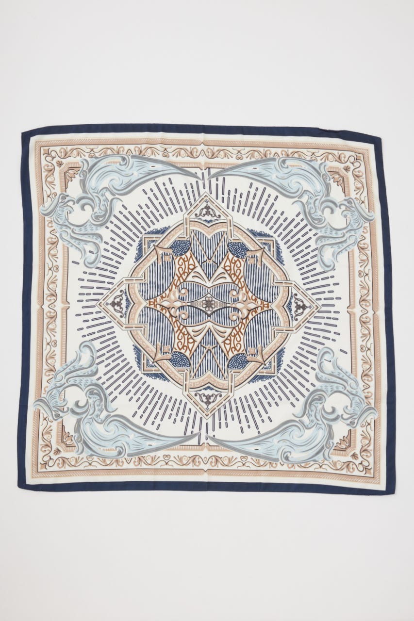 クラシカルビッグスカーフ 柄WHT FREE