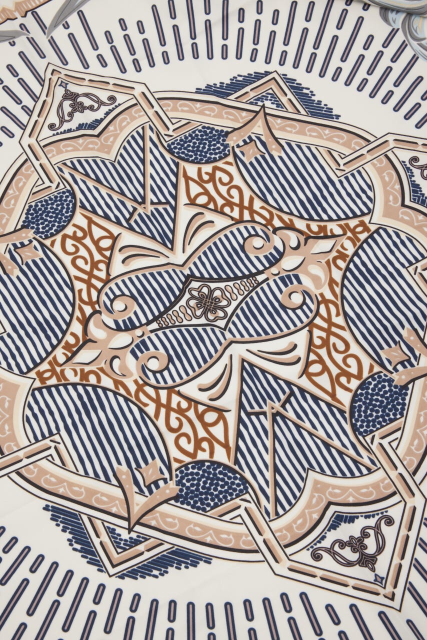 クラシカルビッグスカーフ 柄WHT FREE