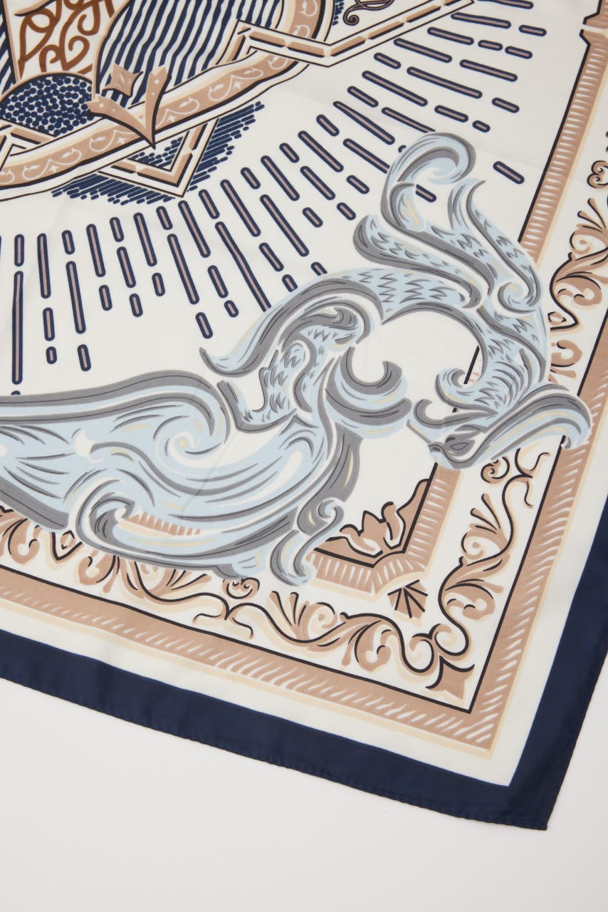 クラシカルビッグスカーフ 柄WHT FREE