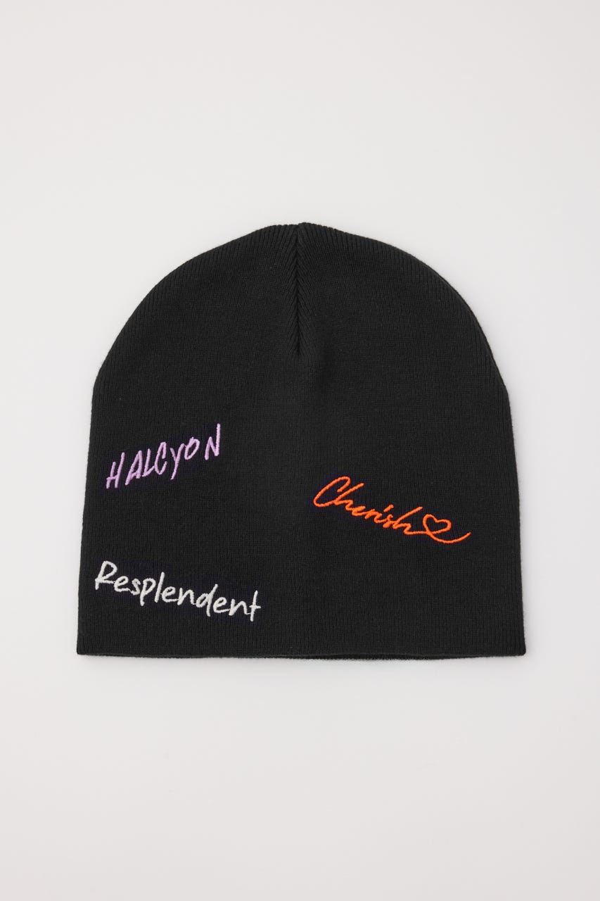 embroidery ビーニー BLK FREE
