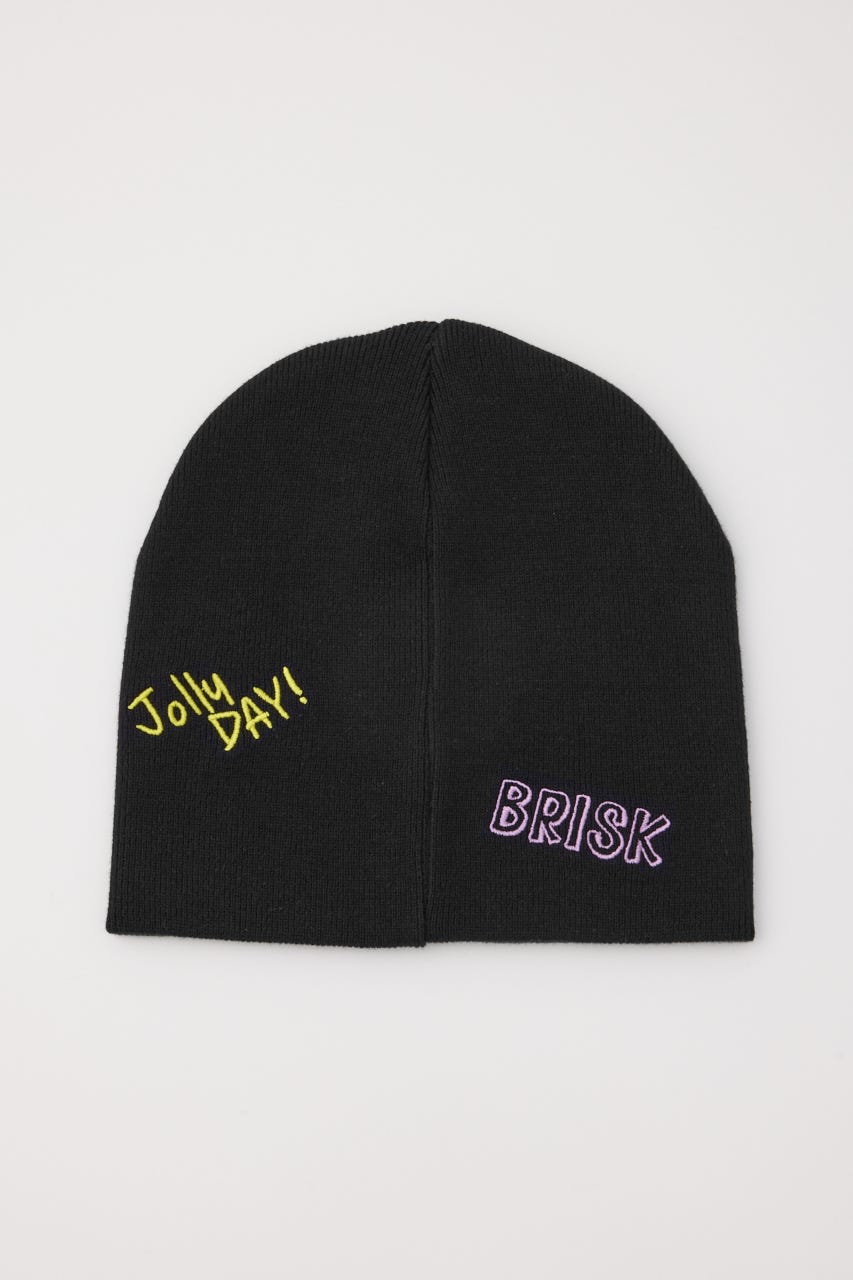 embroidery ビーニー BLK FREE