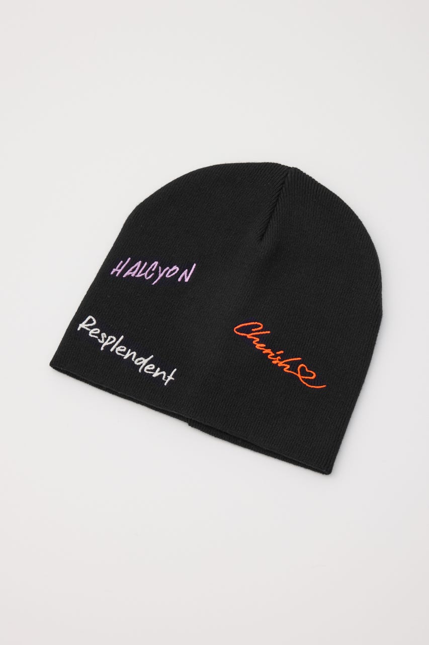 embroidery ビーニー BLK FREE