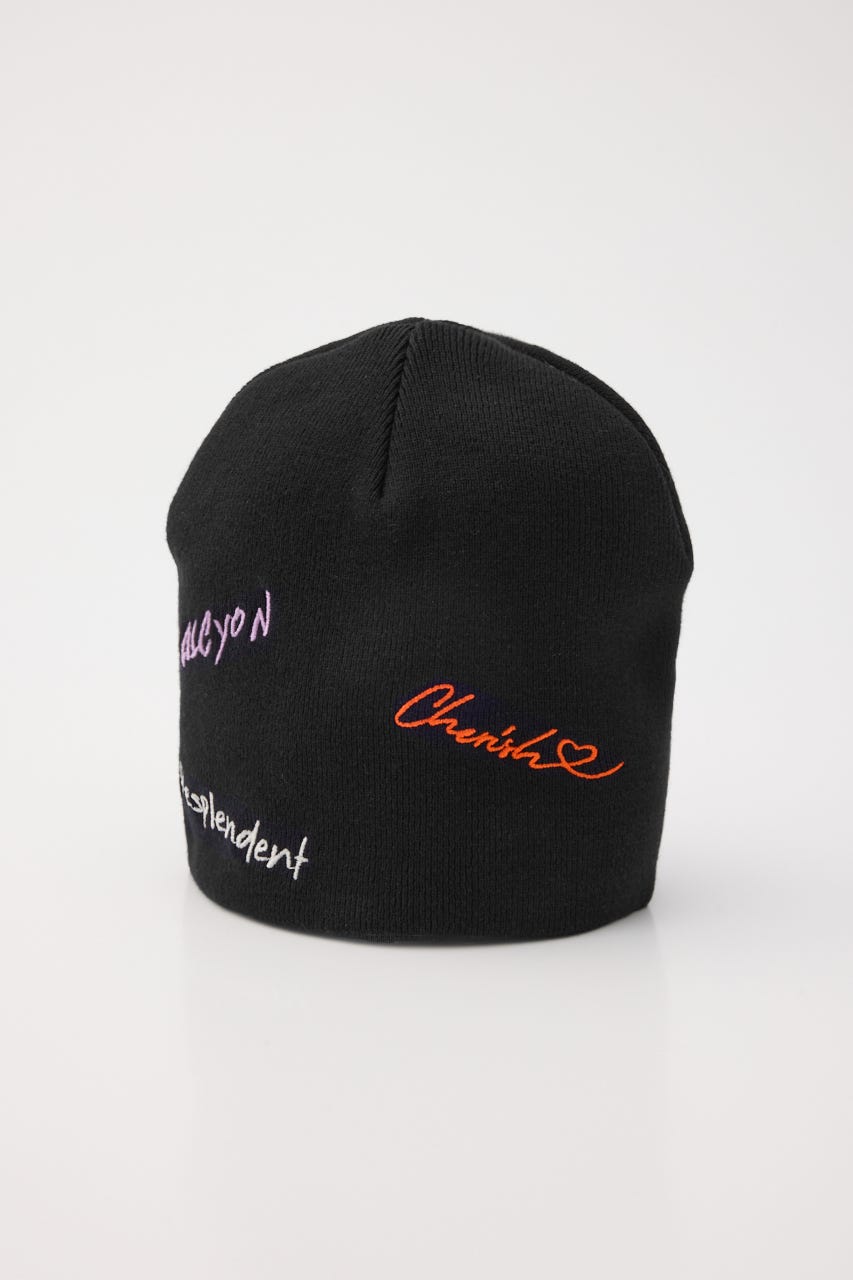 embroidery ビーニー BLK FREE