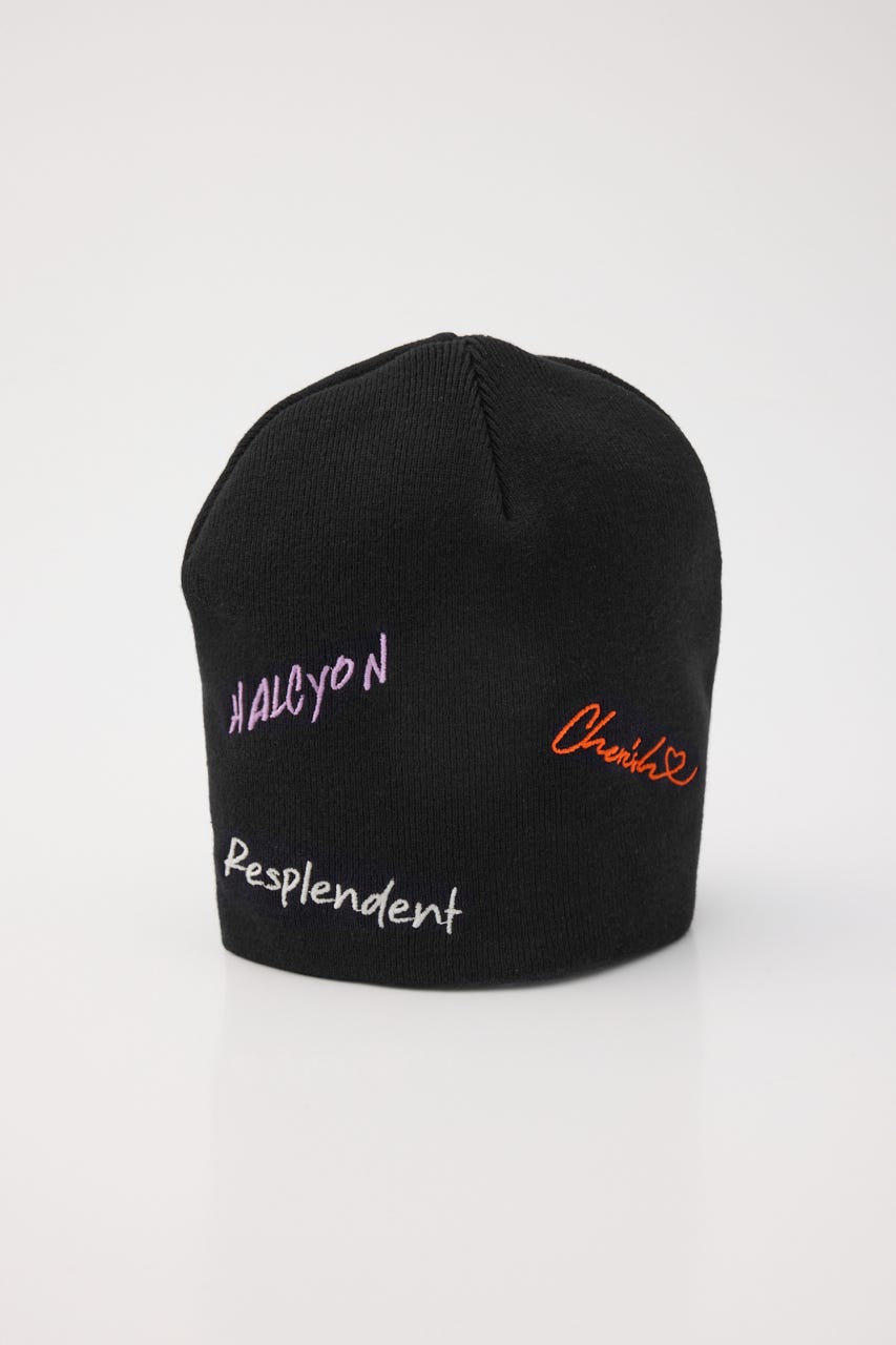 embroidery ビーニー BLK FREE