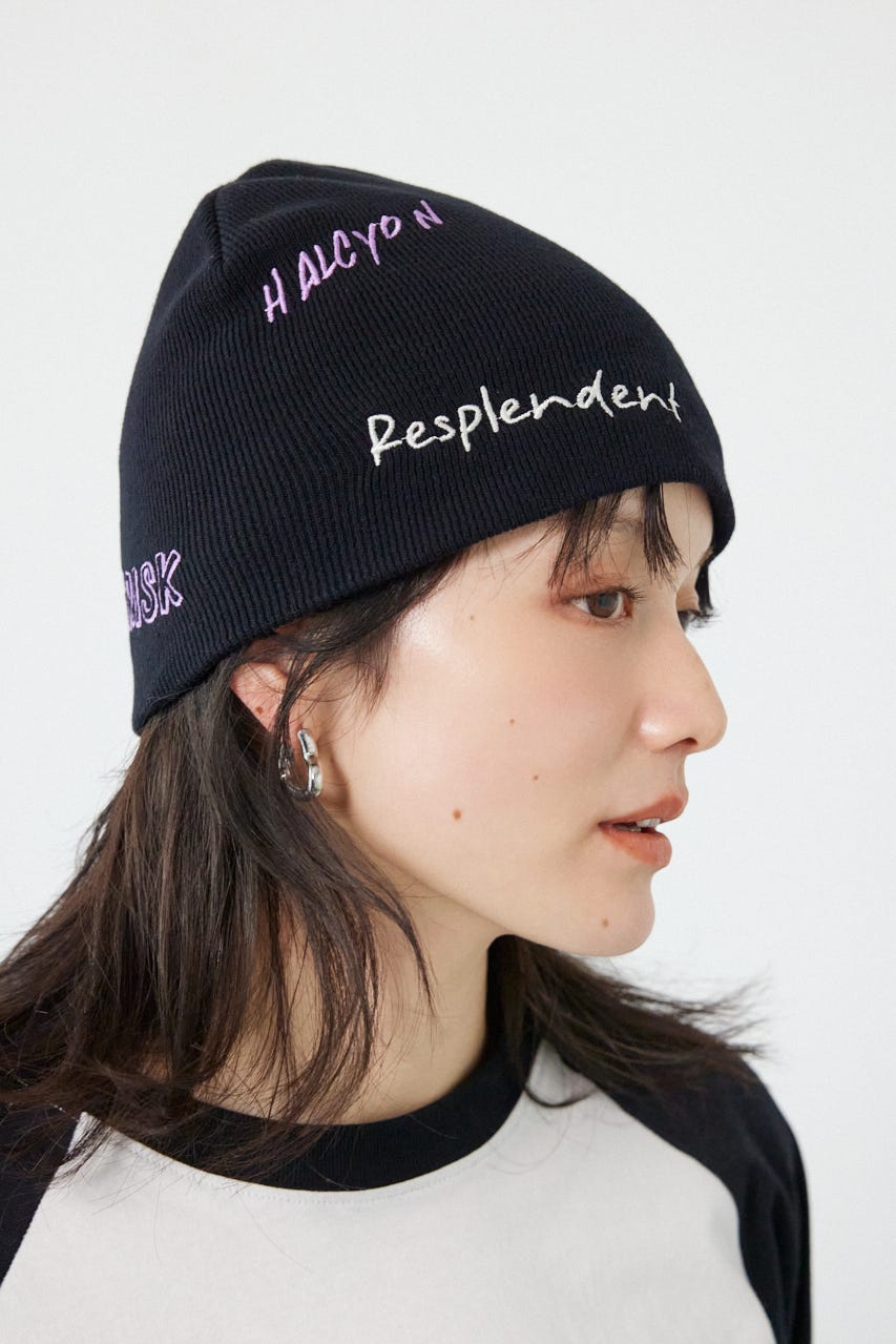 embroidery ビーニー BLK FREE