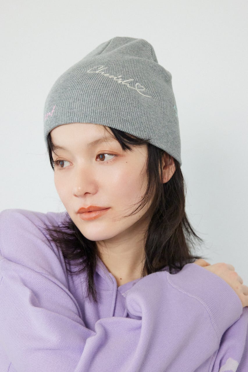 embroidery ビーニー GRY FREE