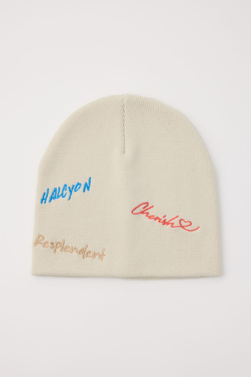 embroidery ビーニー O/WHT FREE