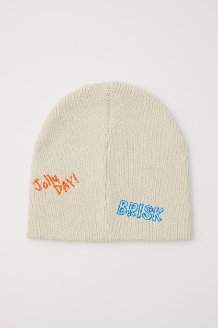 embroidery ビーニー O/WHT FREE