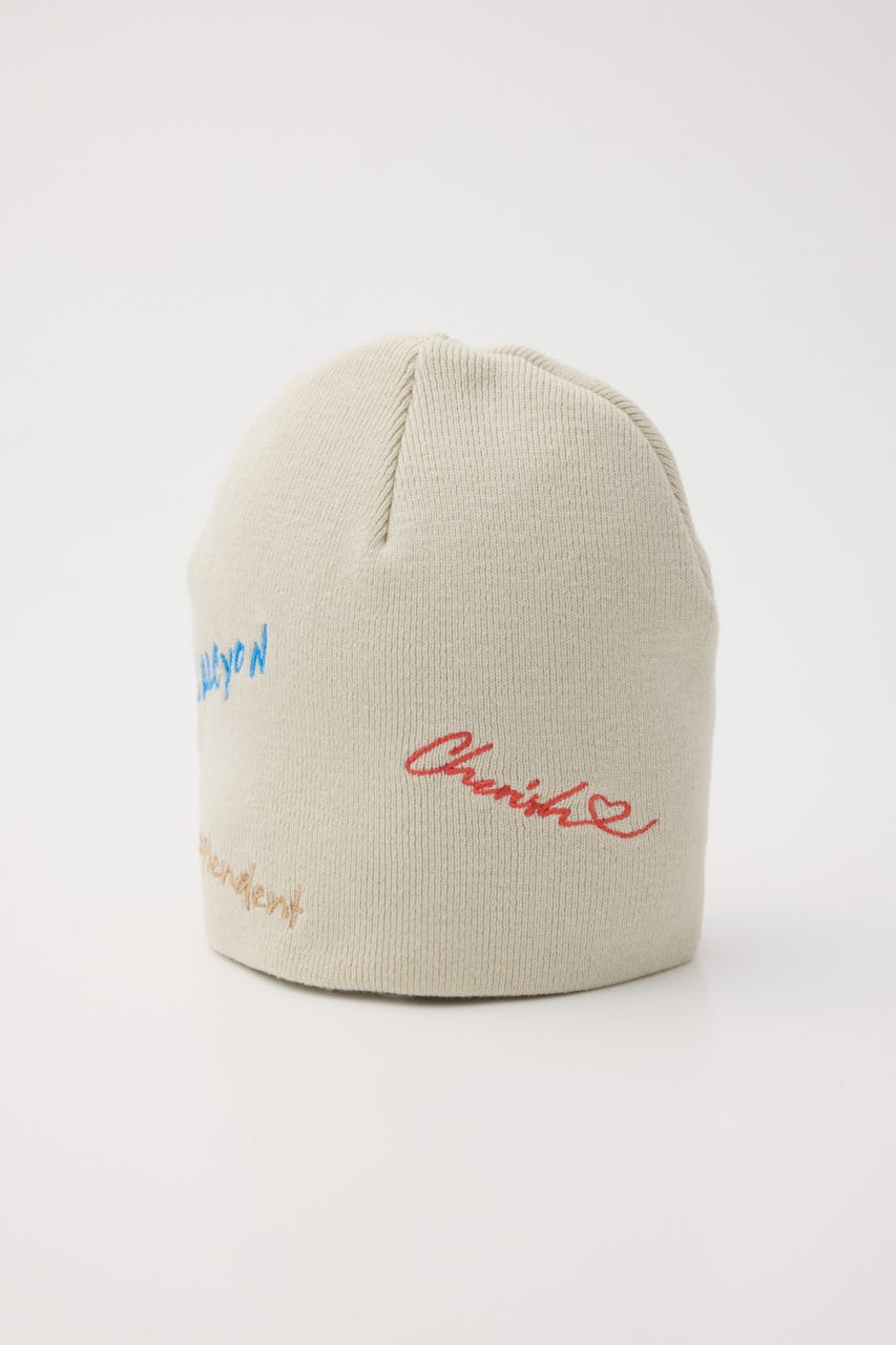 embroidery ビーニー O/WHT FREE