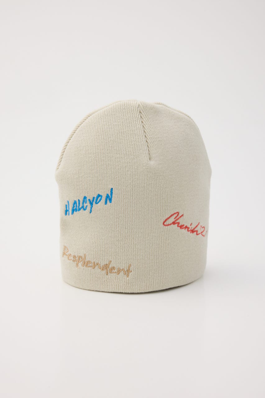 embroidery ビーニー O/WHT FREE