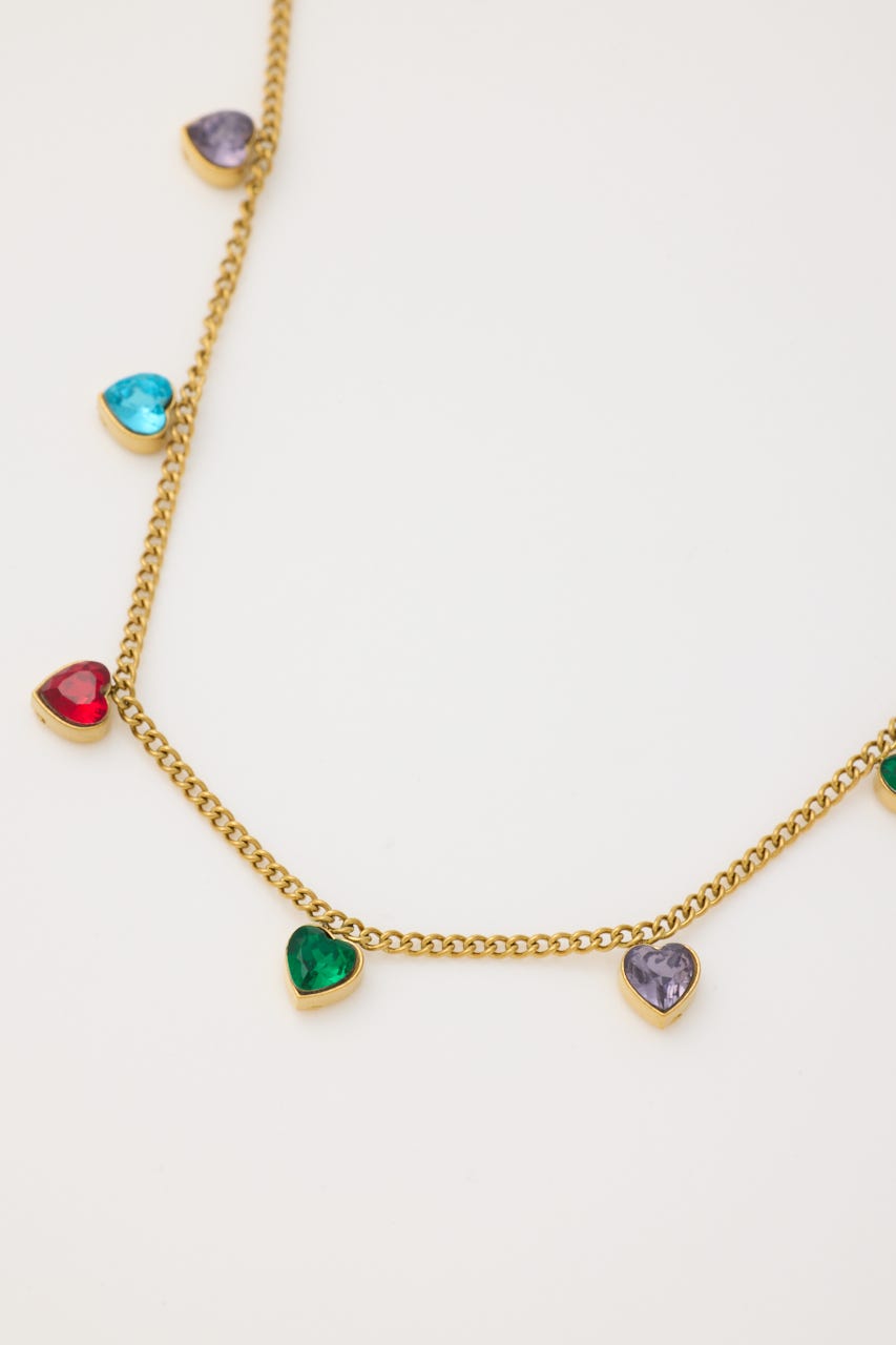 ハートストーンネックレス GLD FREE