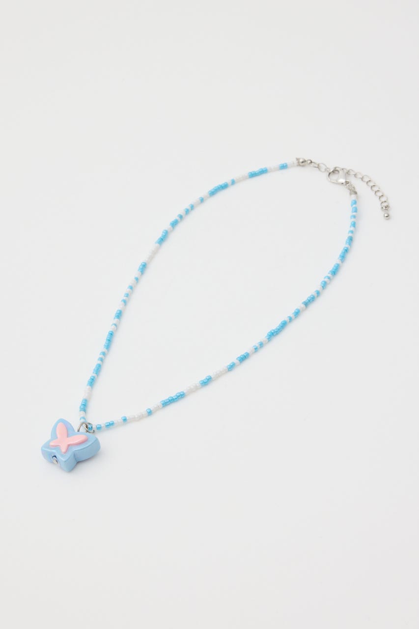 ビーズモチーフネックレス BLU FREE