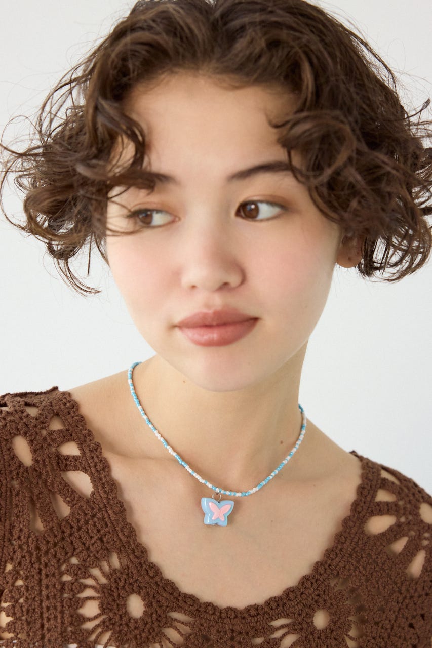 ビーズモチーフネックレス BLU FREE