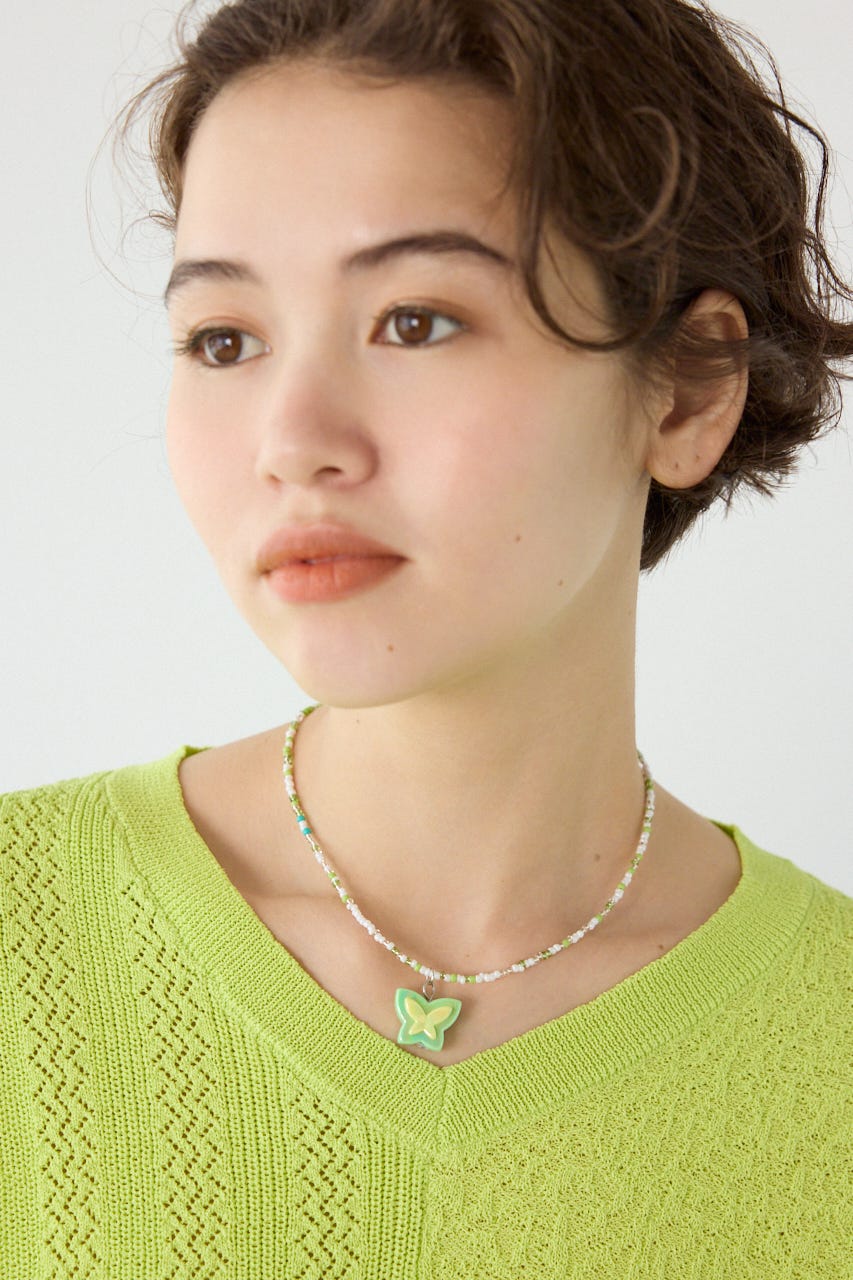 ビーズモチーフネックレス LIME FREE