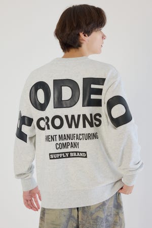 メンズフェイクレザーパッチスウェット