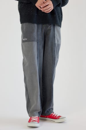 パッチワークバレルデニムパンツ