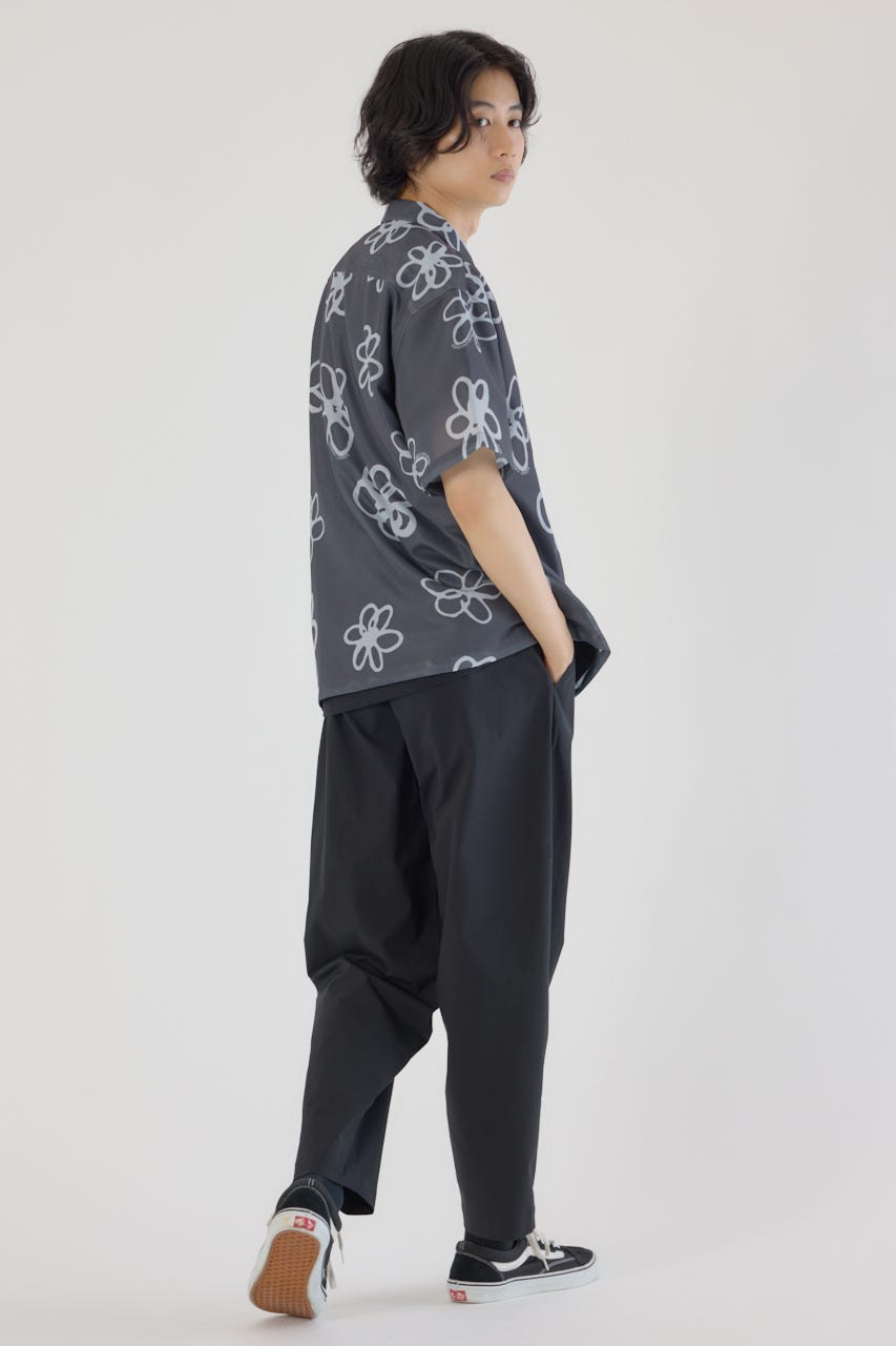 ポリメッシュフラワーシャツ BLK M