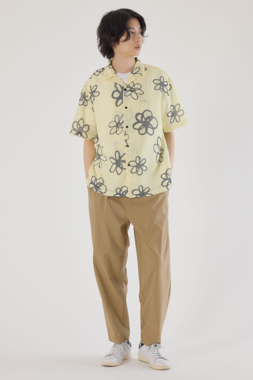 ポリメッシュフラワーシャツ L/YEL M