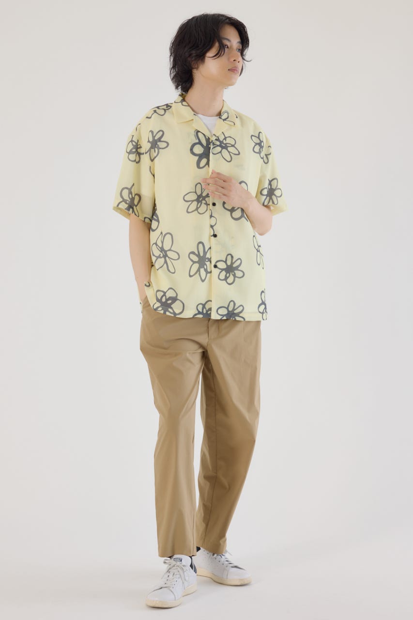 ポリメッシュフラワーシャツ L/YEL M