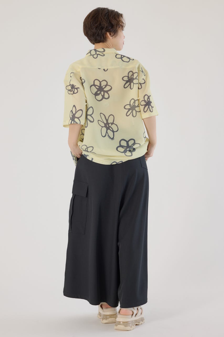 ポリメッシュフラワーシャツ L/YEL M