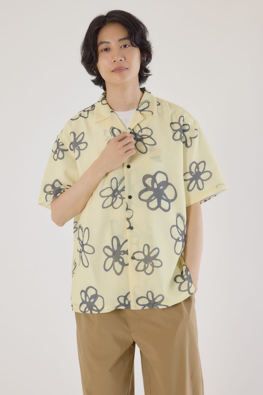 ポリメッシュフラワーシャツ L/YEL M