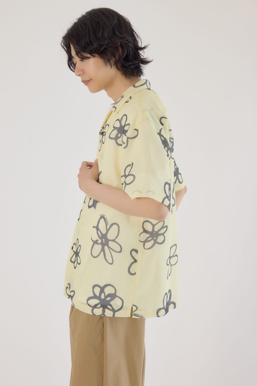 ポリメッシュフラワーシャツ L/YEL M