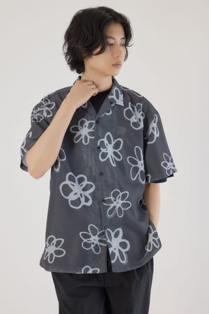 ポリメッシュフラワーシャツ