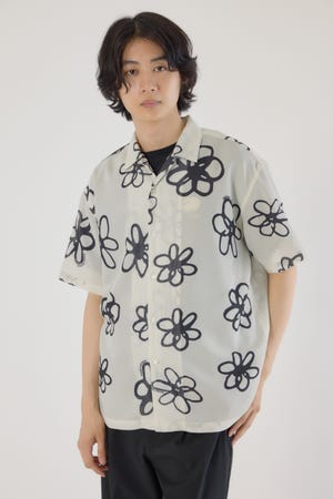 ポリメッシュフラワーシャツ