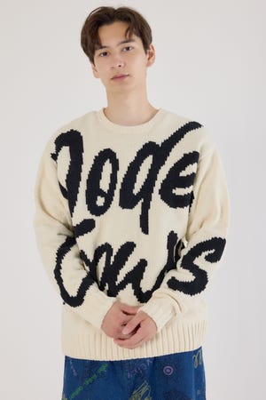 ロゴモールニットトップス