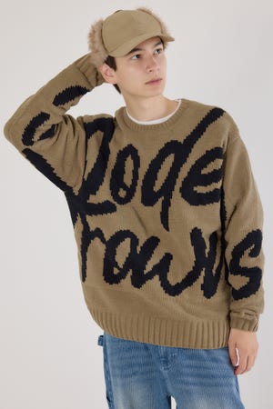 ロゴモールニットトップス