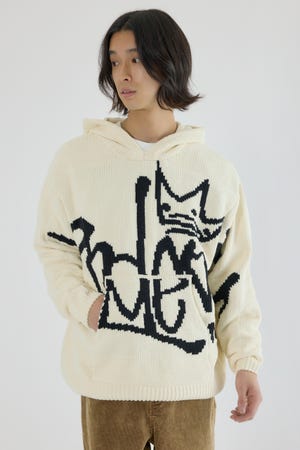 サインロゴモールニットパーカー