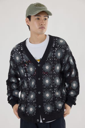 クロシェフラワーニットカーディガン