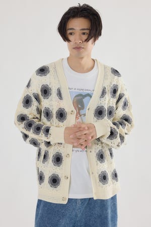 treaturself ローズカーディガン 9月下旬〜10月上旬発送】Rose flower motif cardigan – Treat Ürself