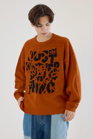 レタリングフラワーパイルニット