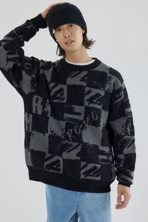 ブロークンチェックニット